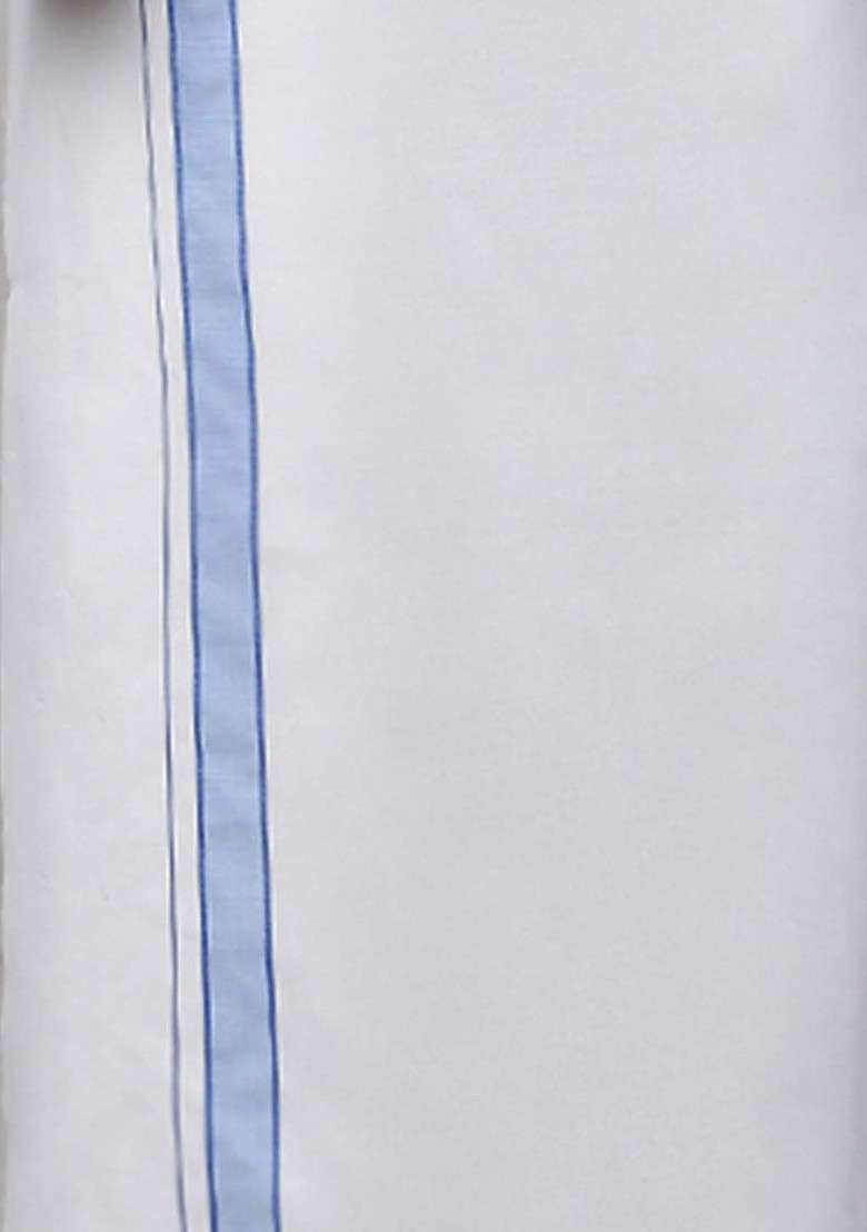 White Solid Formal Cotton Blend Shirt With Dhoti For Men - Indya