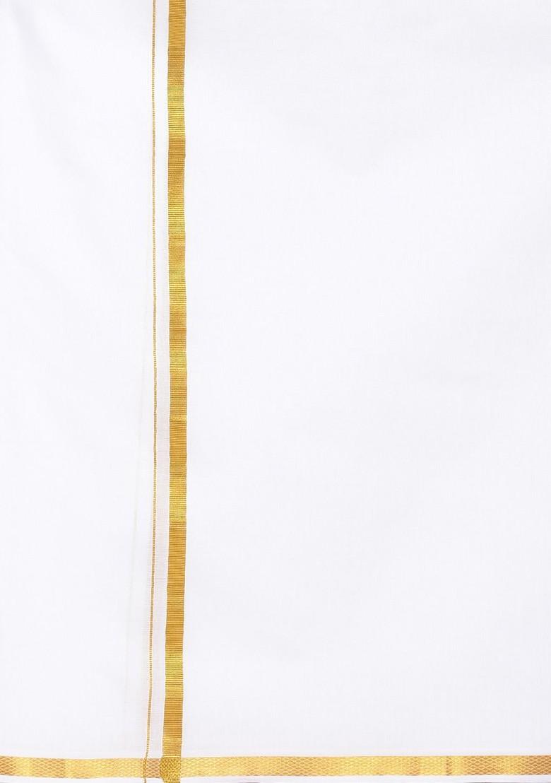 White Pack Of 2 Cotton Dhotis For Men