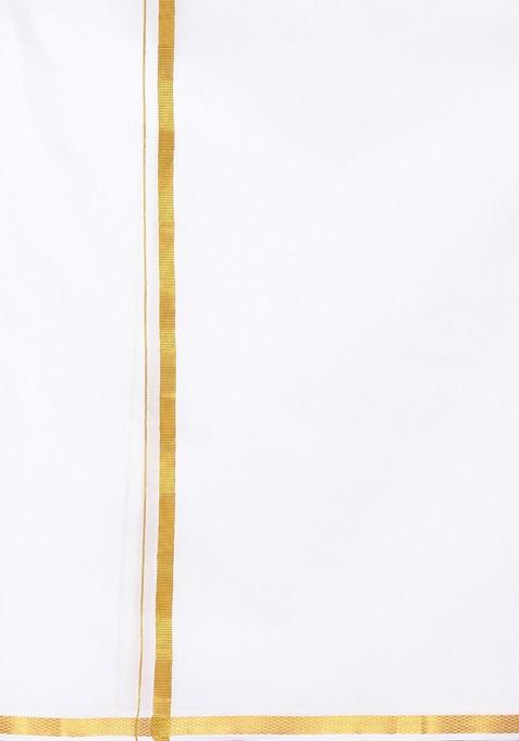 White Pack Of 2 Cotton Dhotis For Men