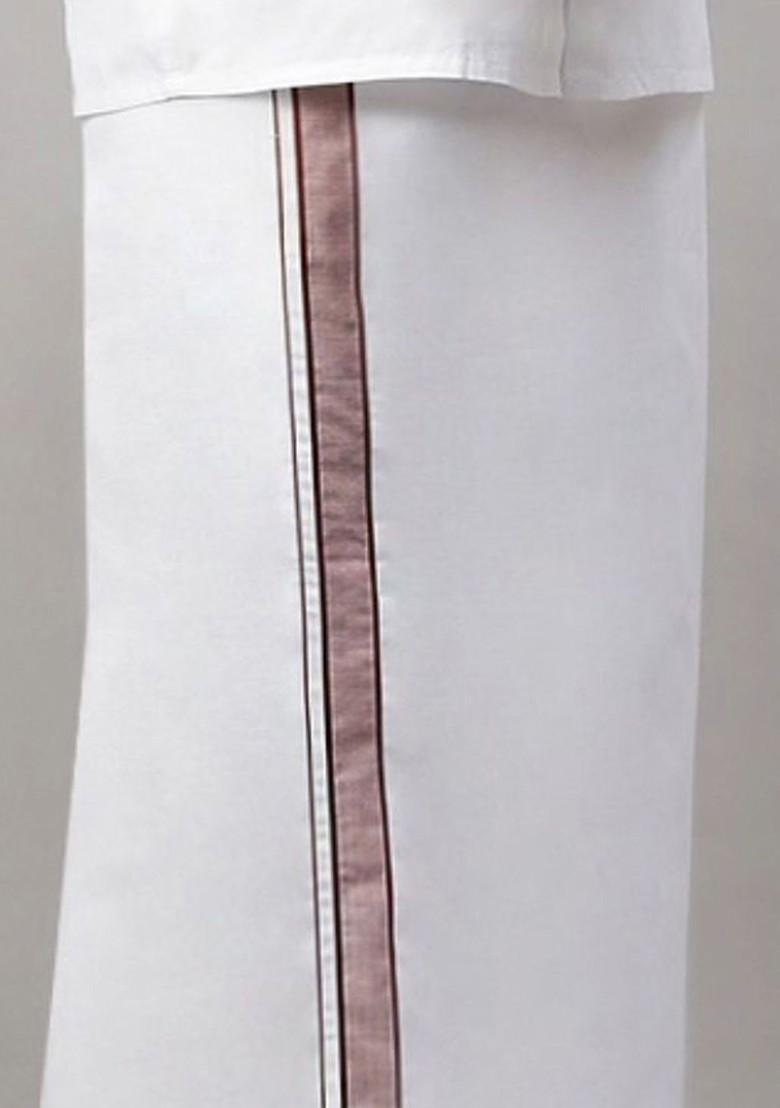 White Pack Of 2 Solid Border Dhoti For Men