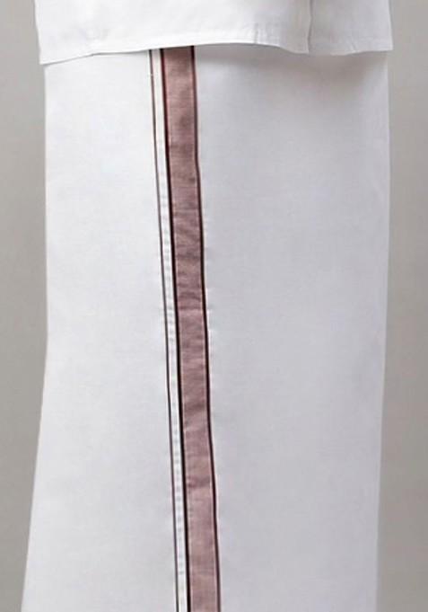 White Pack Of 2 Solid Border Dhoti For Men