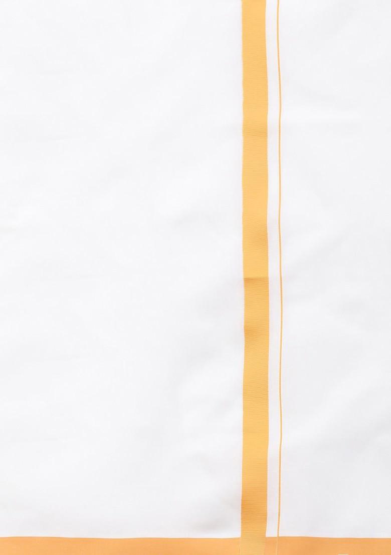 White Pack Of 2 Solid Border Dhoti For Men