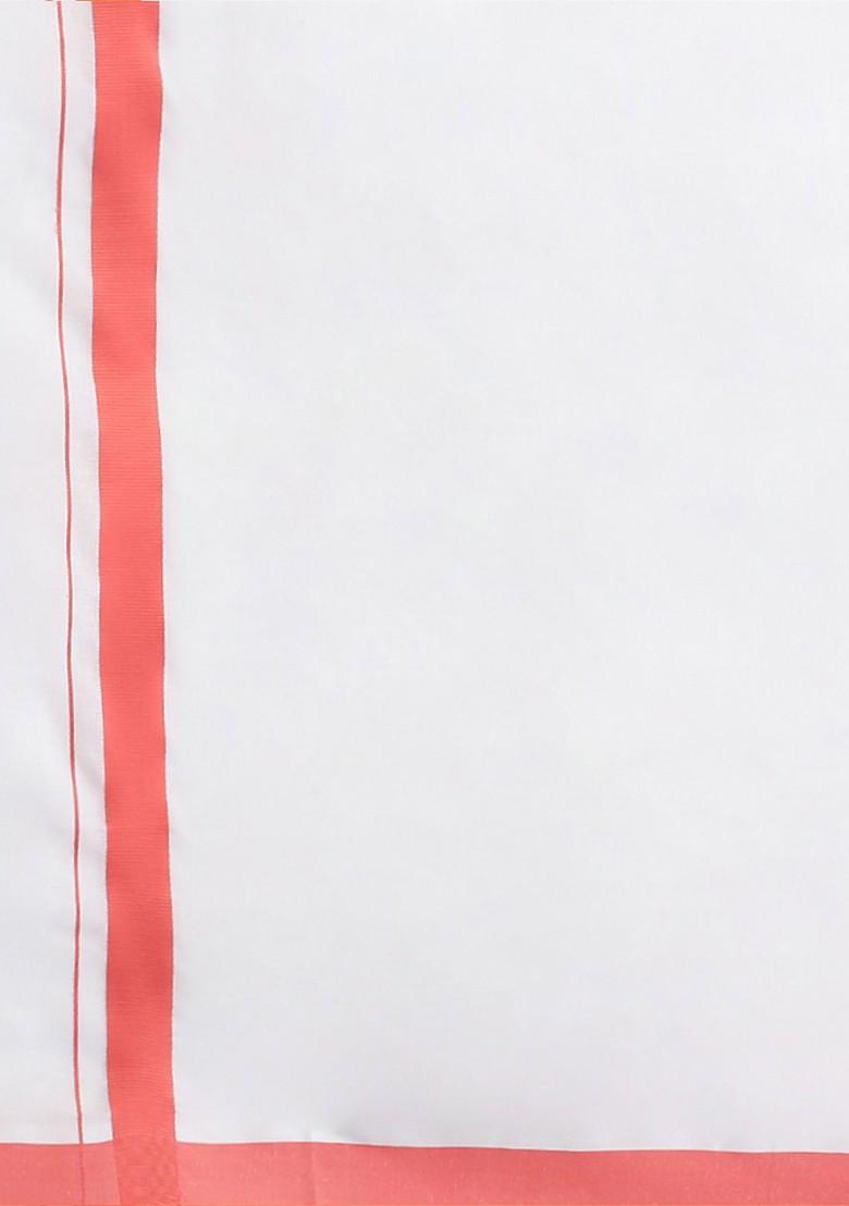 White Pack Of 2 Solid Border Dhoti For Men