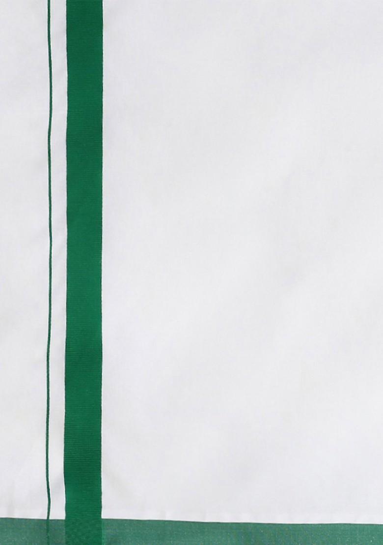 White Pack Of 2 Solid Border Dhoti For Men - Indya