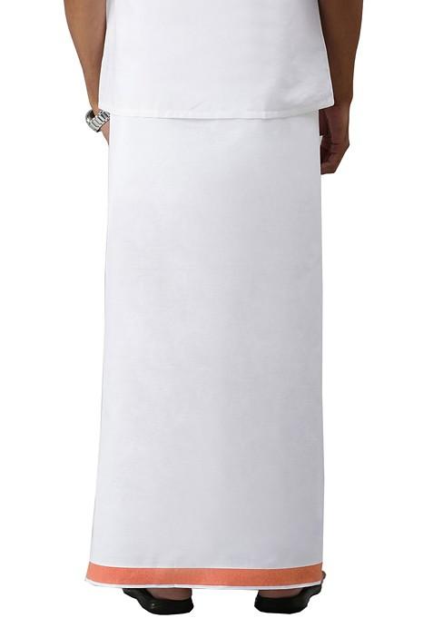 White Pack Of 2 Solid Border Dhoti For Men