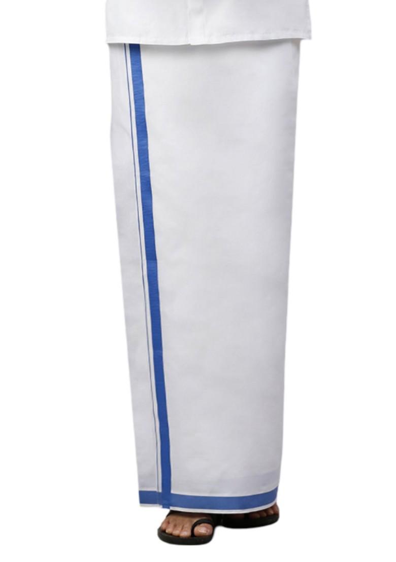 White Pack Of 2 Solid Border Dhoti For Men - Indya