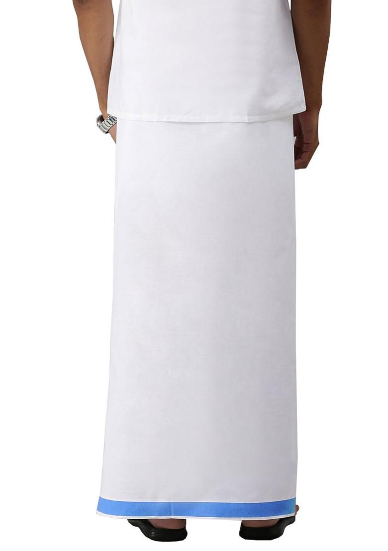 White Pack Of 2 Solid Border Dhoti For Men - Indya