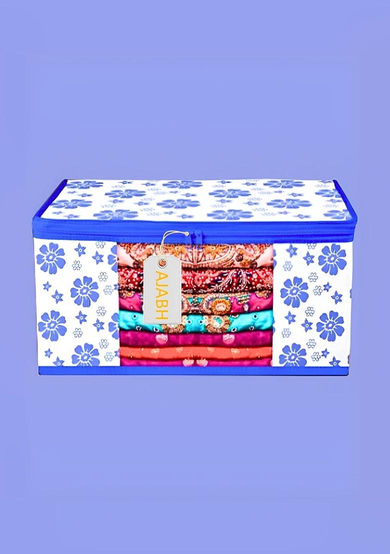 Blue And White 5 Pieces Floral Printed Multi Utility Organisers