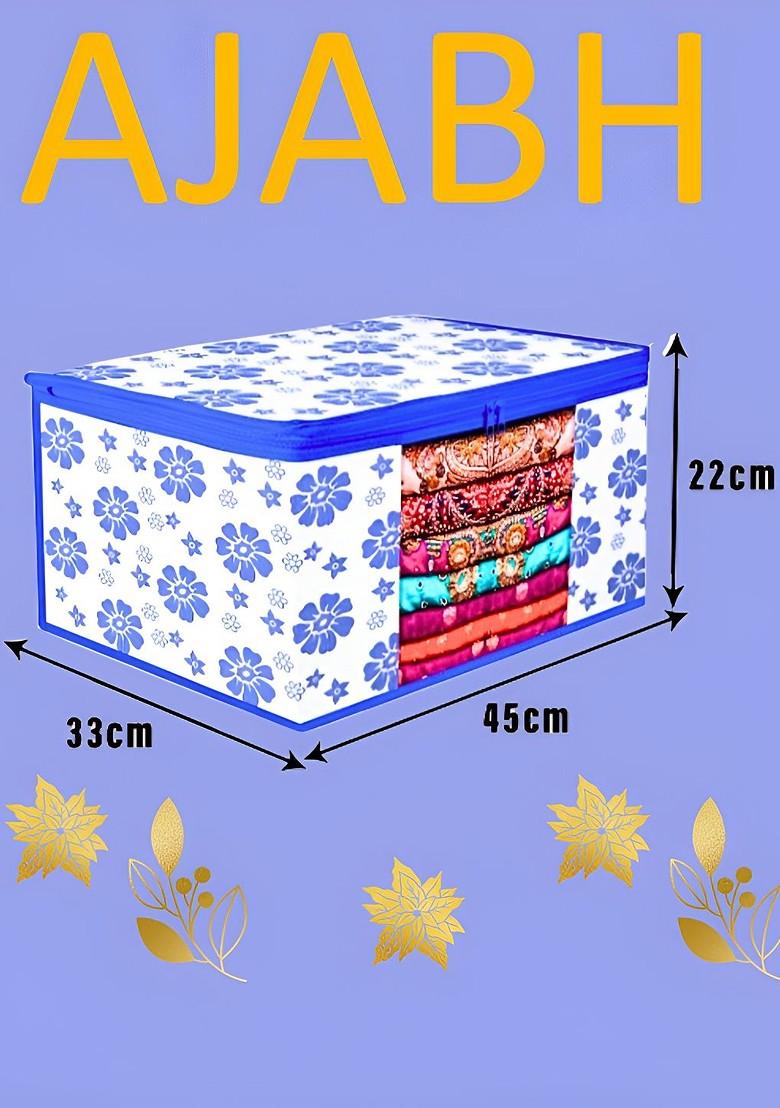 Blue And White 5 Pieces Floral Printed Multi Utility Organisers