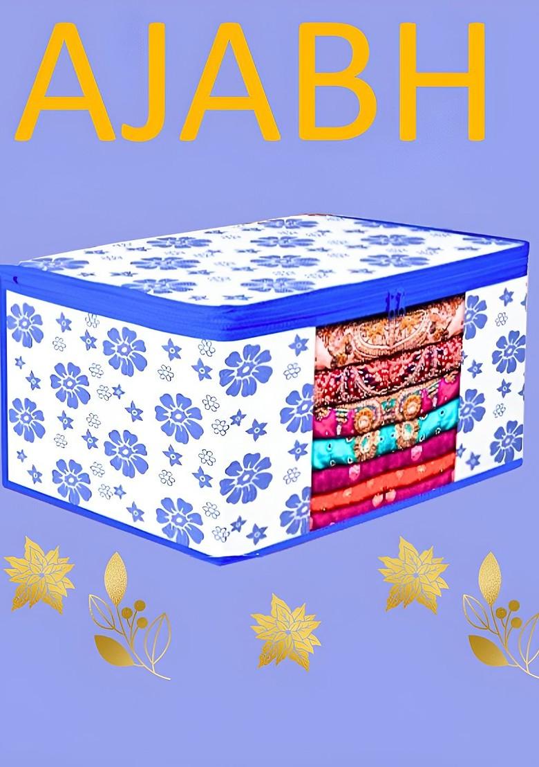 Blue And White 5 Pieces Floral Printed Multi Utility Organisers