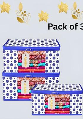 Blue And White 3 Pieces Printed Multi Utility Organisers