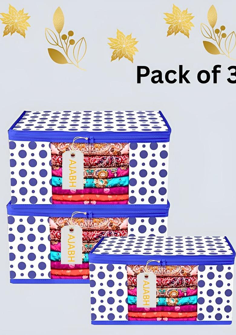 Blue And White 3 Pieces Printed Multi Utility Organisers