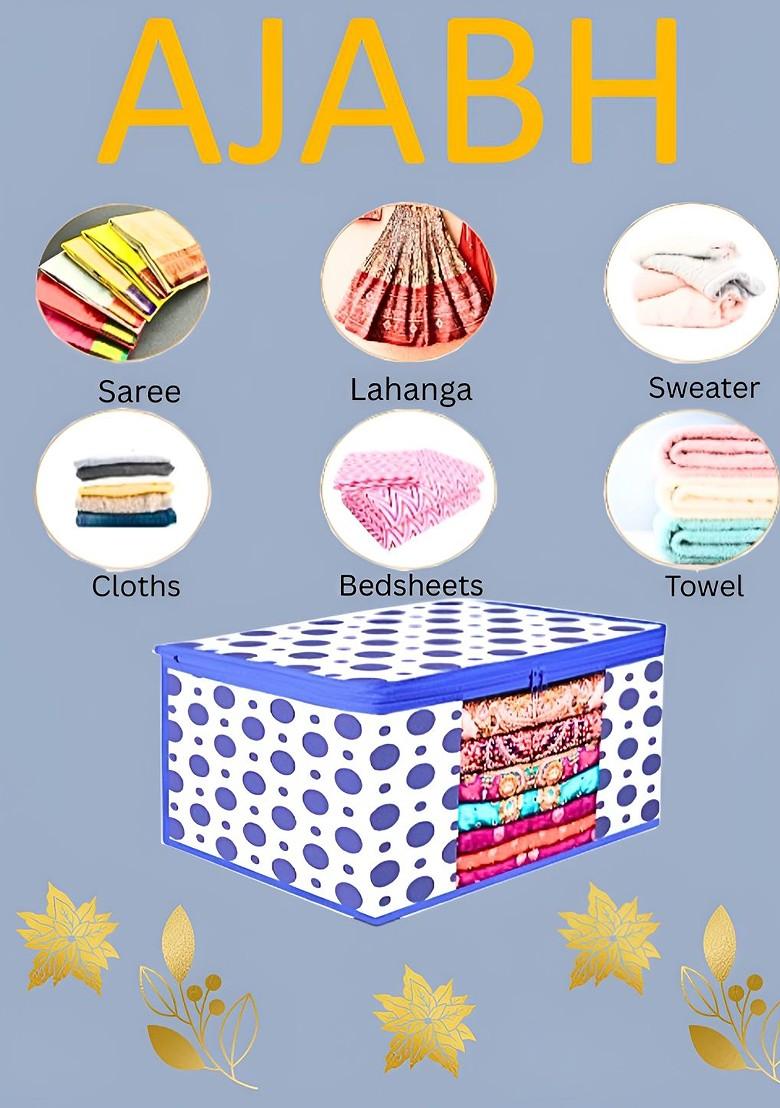 Blue And White 3 Pieces Printed Multi Utility Organisers