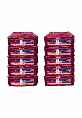 Maroon Set Of 10 Regular Multi Utility Organisers
