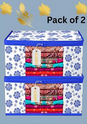 Blue And White 2 Pieces Floral Printed Multi Utility Organisers