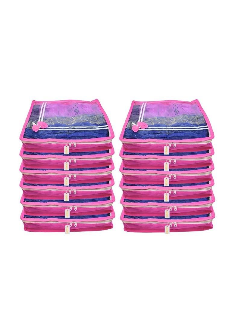 Pink 12 Pieces Non Woven Saree Covers