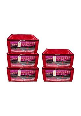 Maroon 5 Pieces Checked Satin Saree Cover Organisers