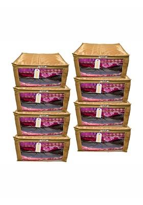 Gold Toned 8 Pieces Checked Satin Saree Cover Organisers