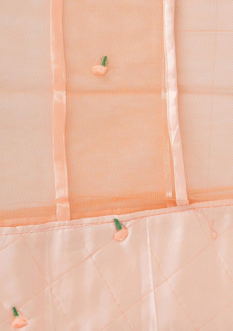 Set Of 12 Peach Self Design Satin Hanging Saree Covers