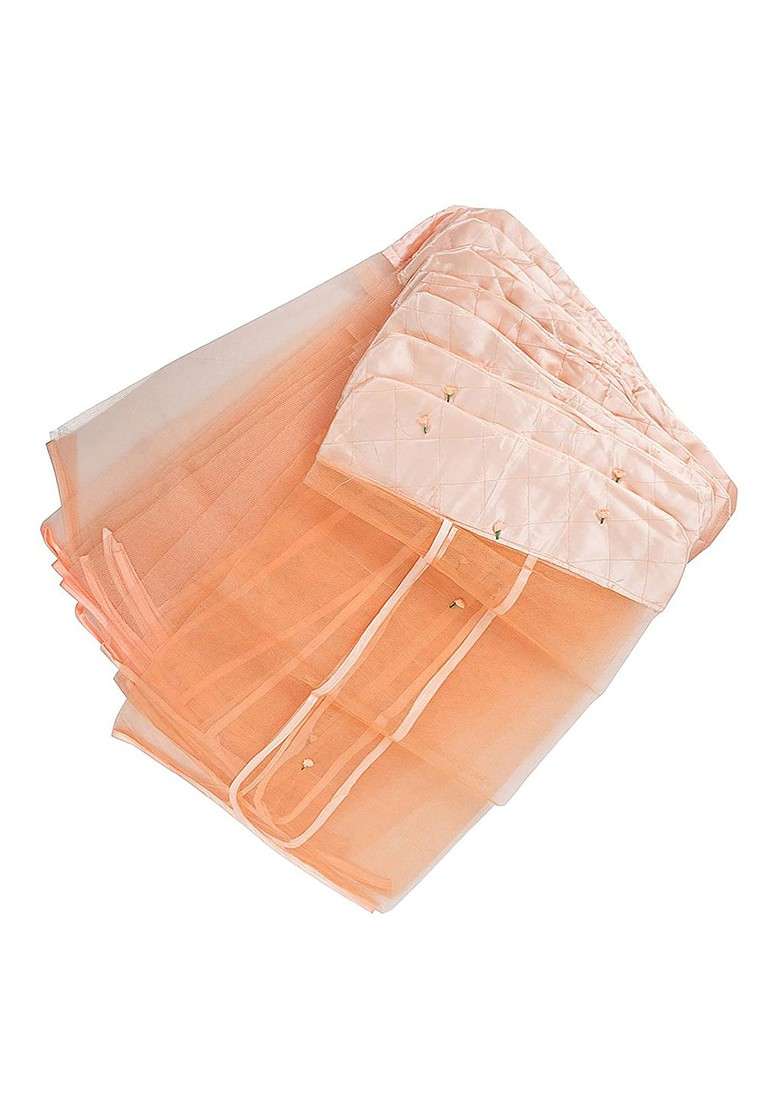 Set Of 12 Peach Self Design Satin Hanging Saree Covers - Indya