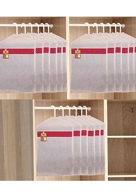 Set Of 18 Off White And Red Cotton Hanging Saree Covers