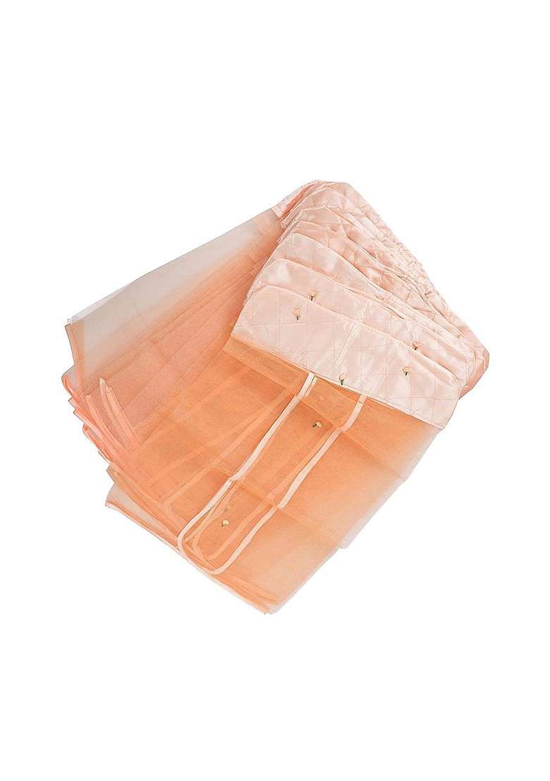 Set Of 24 Peach Net Hanging Saree Covers - Indya