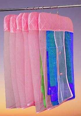 Set Of 18 Pink Textured Hanging Saree Covers