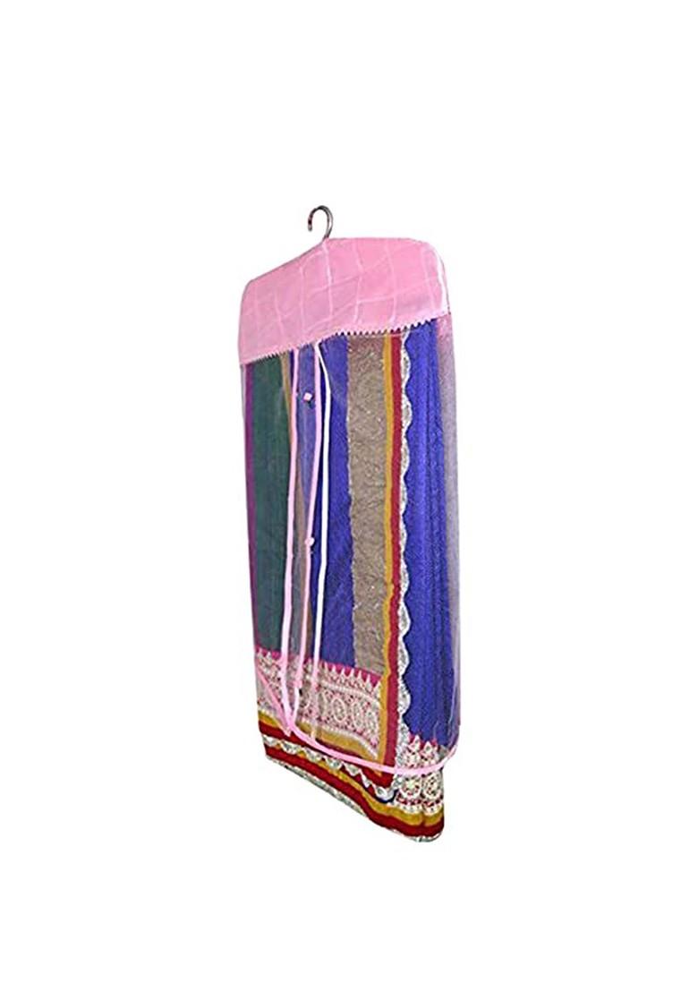 Set Of 18 Pink Textured Hanging Saree Covers