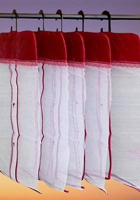 Set Of 18 Maroon Net Hanging Saree Covers