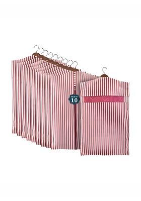 Saree Cover Set Of 10 Striped Regular Multi Utility Organisers