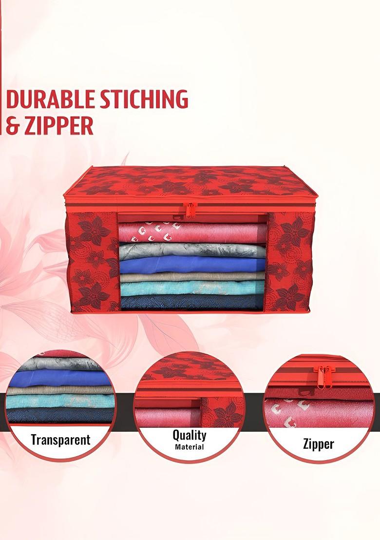 Red And Pink 6 Pieces Foldable Saree Cover Organisers