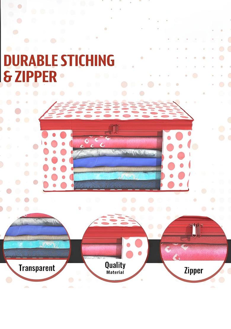 Red And Orange Colored 6 Pieces Printed Foldable Saree Cover Organisers