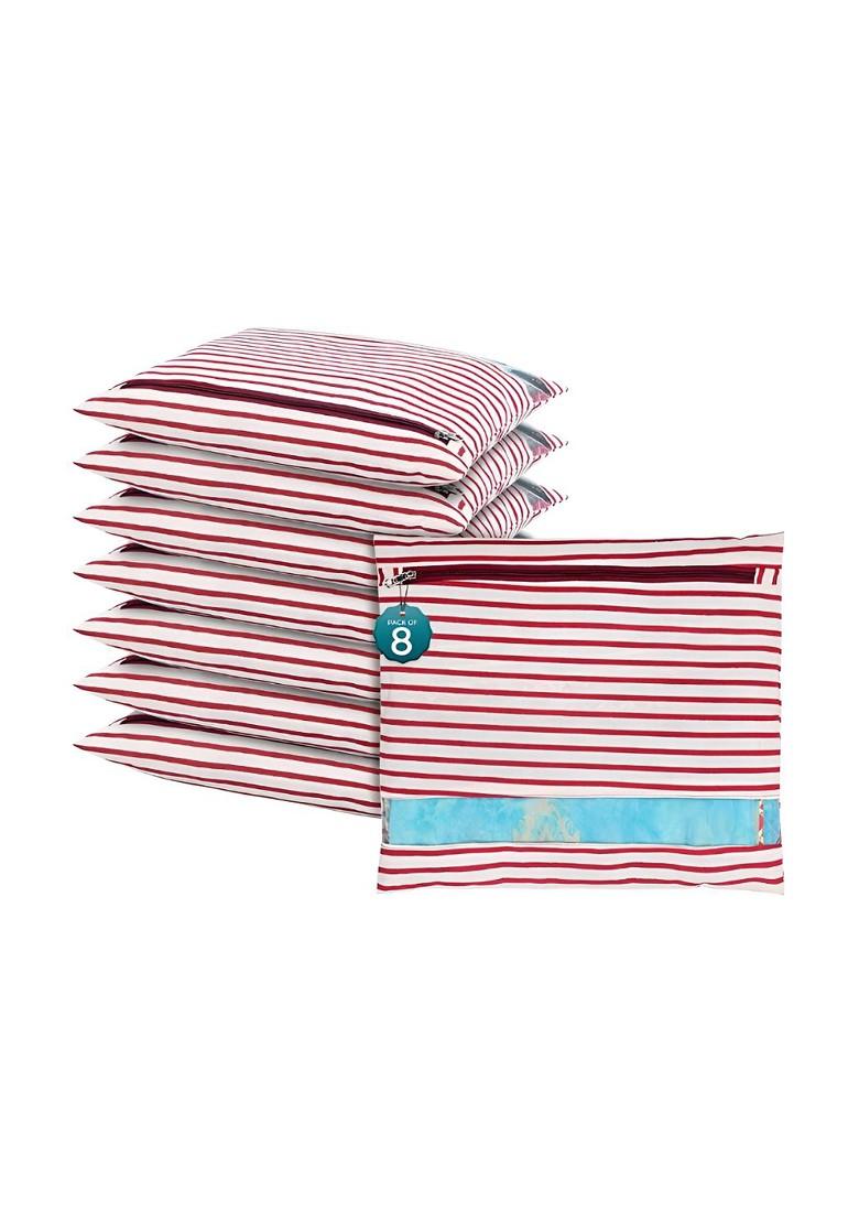 Maroon 8 Pieces Multi Utility Cotton Saree Cover Organisers