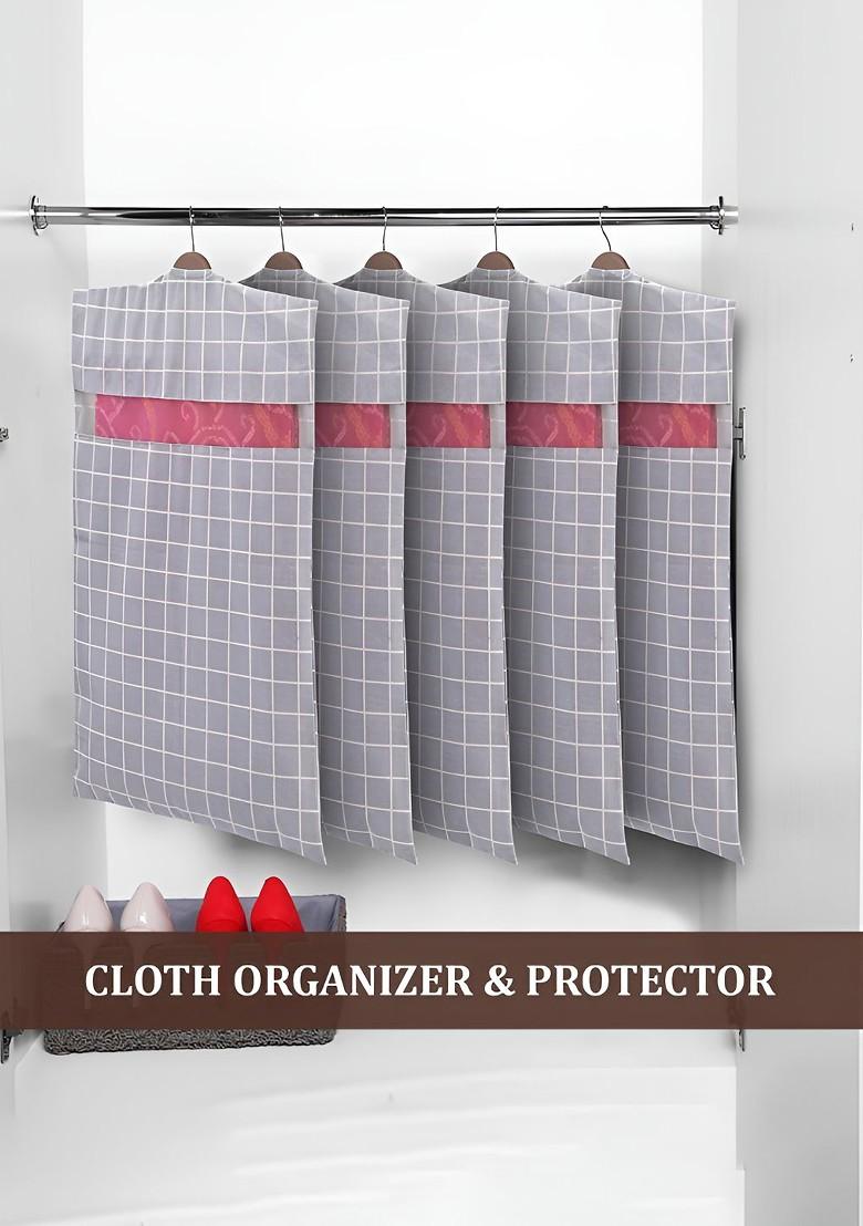 Saree Cover Grey Set Of 10 Regular Multi Utility Organisers