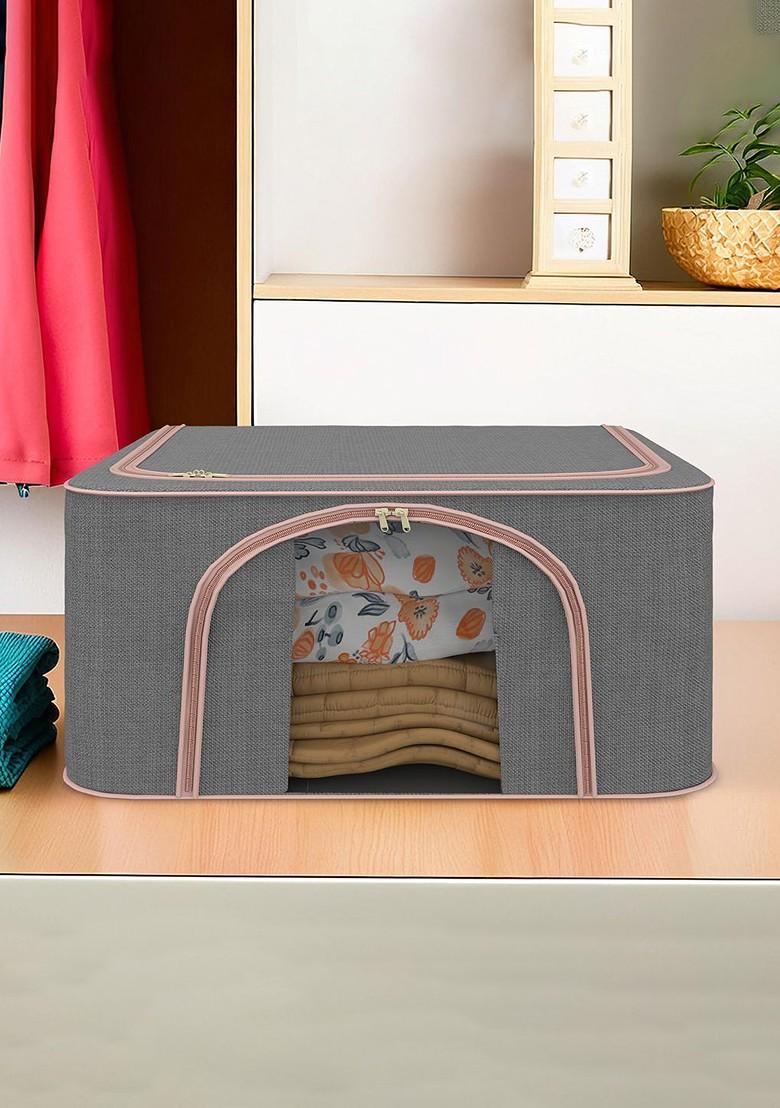 Grey 66 Liter Foldable Cloth Storage Saree Cover Drawer Organiser