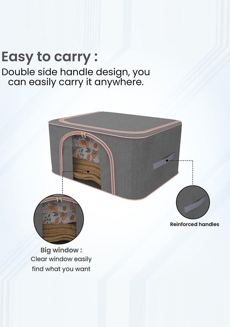 Grey 66 Liter Foldable Cloth Storage Saree Cover Drawer Organiser
