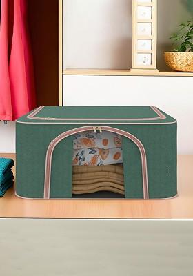 Green 66 Liter Foldable Cloth Storage Saree Cover Drawer Organiser