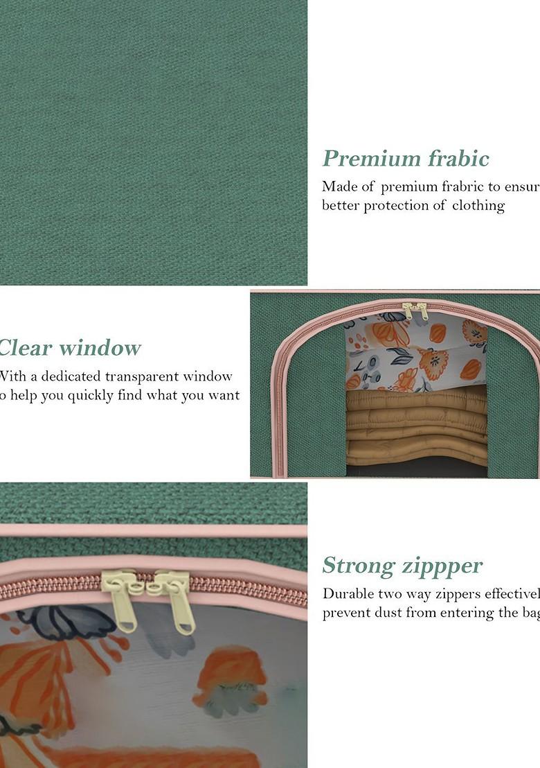 Green 66 Liter Foldable Cloth Storage Saree Cover Drawer Organiser