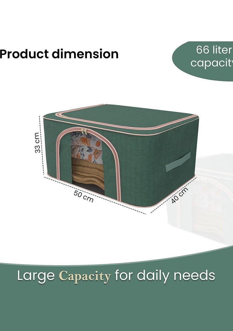 Green 66 Liter Foldable Cloth Storage Saree Cover Drawer Organiser