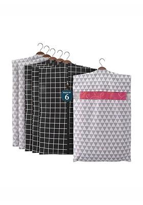 Checked Black And Grey Set Of 6 Regular Multi Utility Organisers