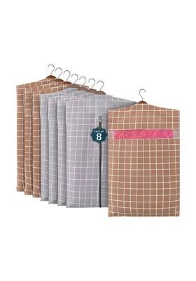 Grey Set Of 8 Regular Multi Utility Checked Organiser