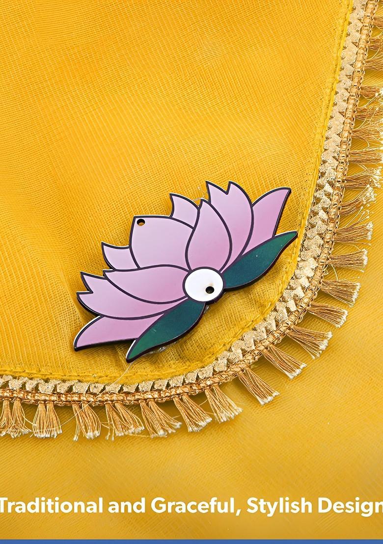 Yellow And Pink 3 Pieces Organza Saree Covers Organisers