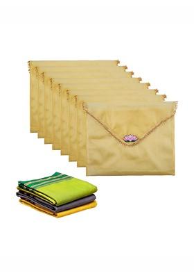 Gold Toned And Pink 8 Pieces Organza Saree Covers Organisers