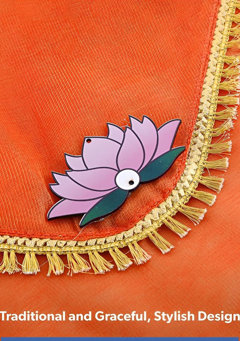 Orange Colored And Pink 4 Pieces Organza Saree Covers With Flap Closure