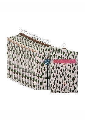 Green And White White 24 Pieces Printed Cotton Hanging Saree Covers Organisers