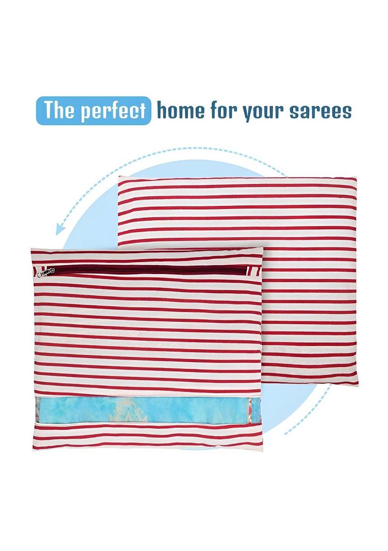 Maroon 24 Pieces Multi Utility Cotton Saree Cover Organisers
