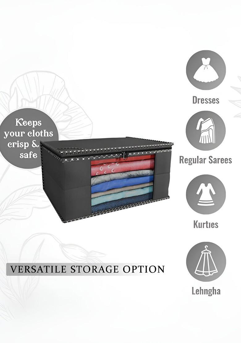 Black Set Of 6 Non Woven Saree Cover 9 Inch Clothes Bag