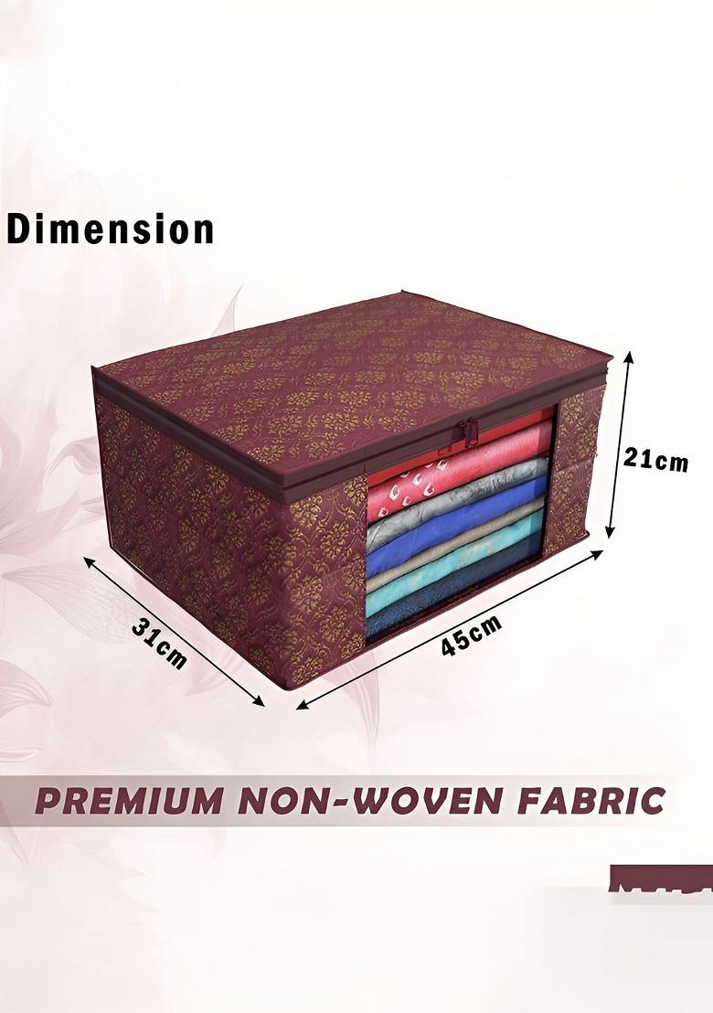 Maroon And Gold Toned 6 Pieces Non Woven Saree Cover 9 Inch Clothes Bag