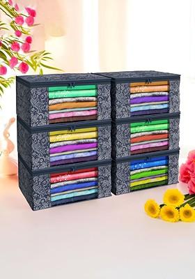 Blue Set Of 6 Non Woven Saree Cover 9 Inch Clothes Bag