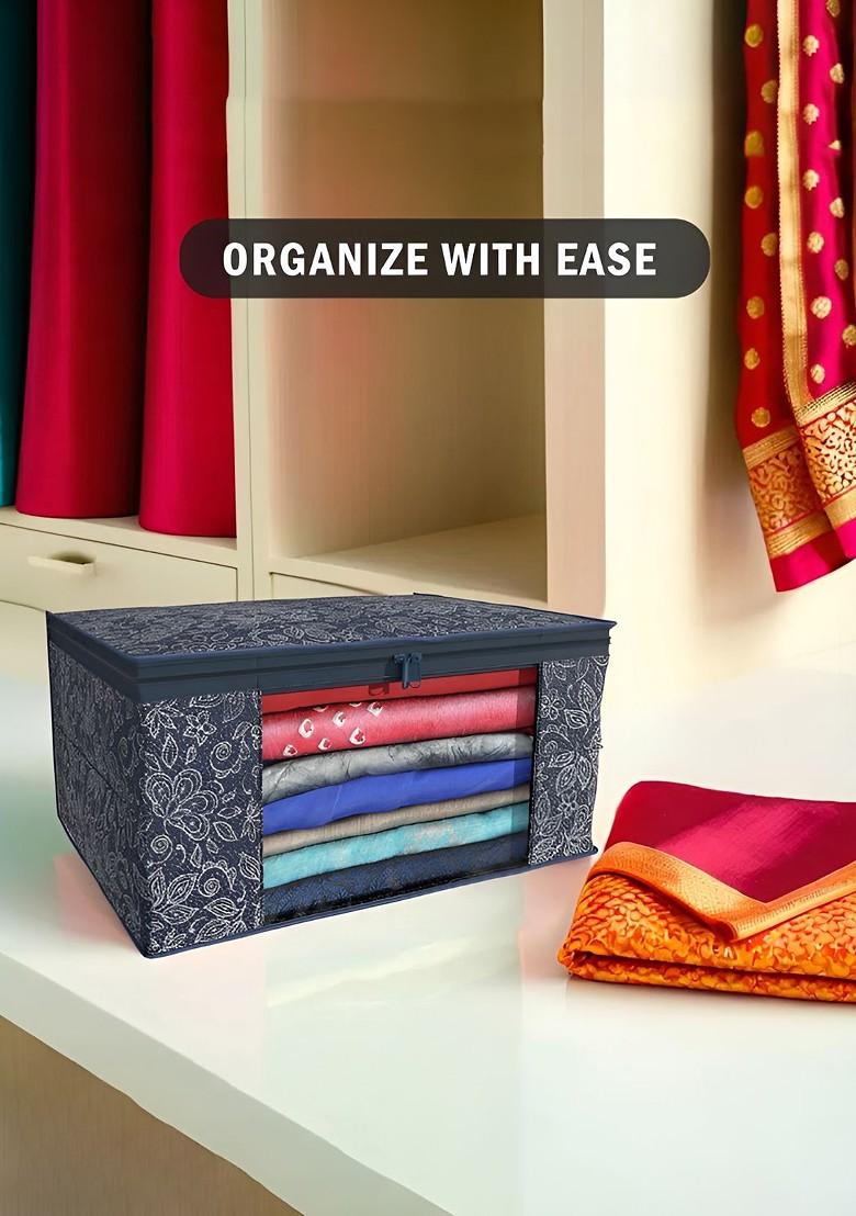 Blue Set Of 6 Non Woven Saree Cover 9 Inch Clothes Bag